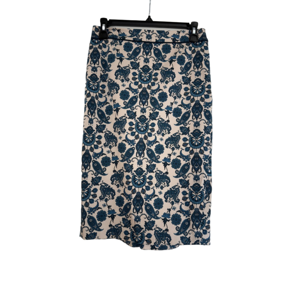 Women's Ted Baker Skirt Beige/Blue Paisley Print Size 0